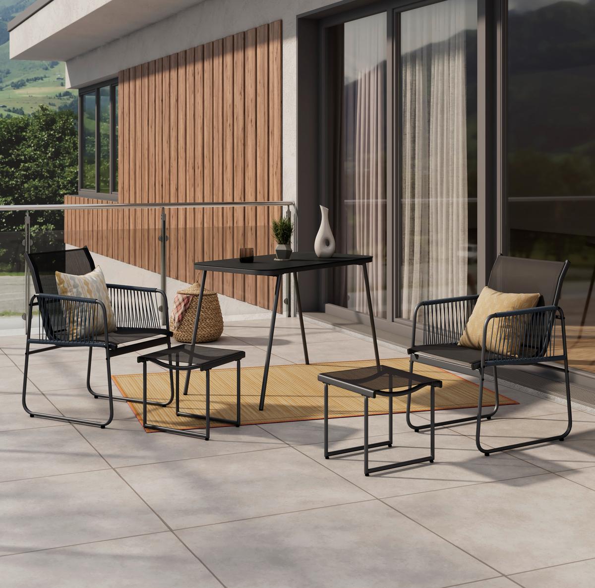 Balkonset Cardiff - Dunkelgrau/Grau, MODERN, Glas/Kunststoff - Beldano