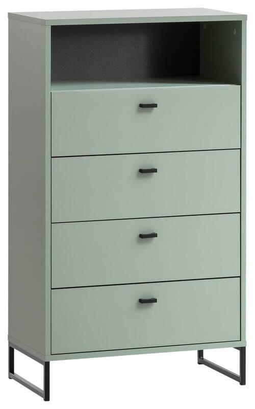 Highboard Janne Highboard 600 4sk Nische - Schwarz/Grün, LIFESTYLE, Holzwerkstoff (60,2/103,9/33,5cm) - MID.YOU