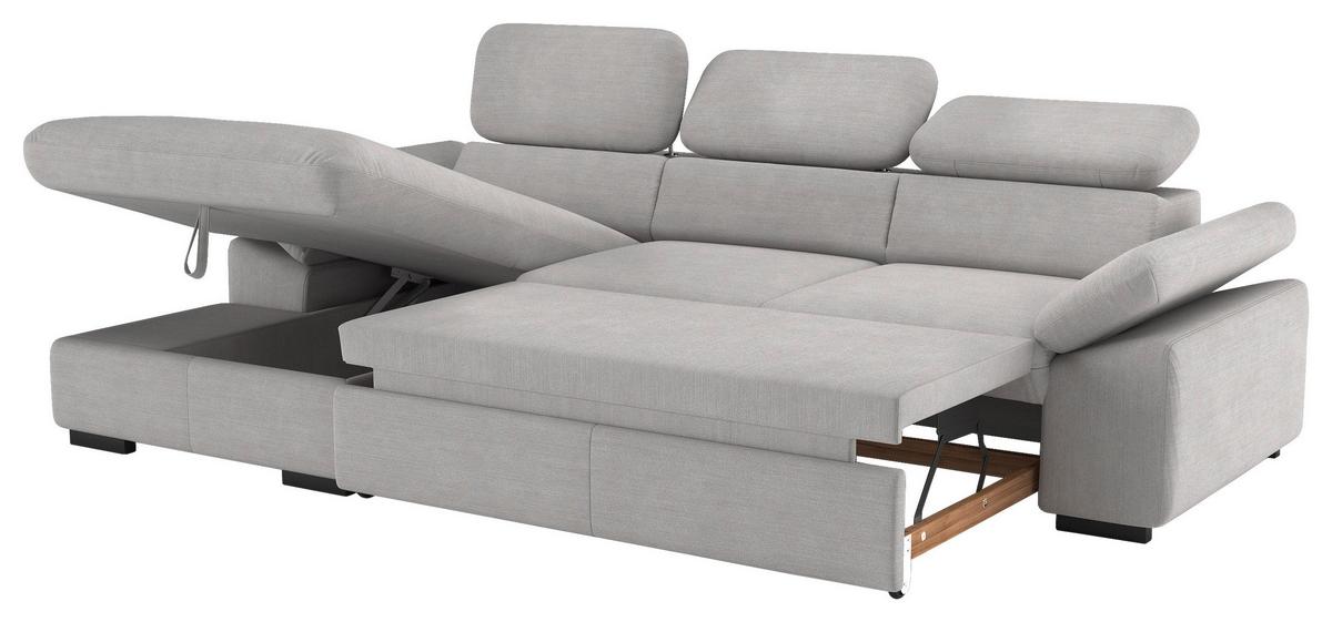 Ecksofa Lola, Hellgrau S: 165x250 Cm - Hellgrau/Schwarz, Design, Textil (165/250cm) - Livetastic