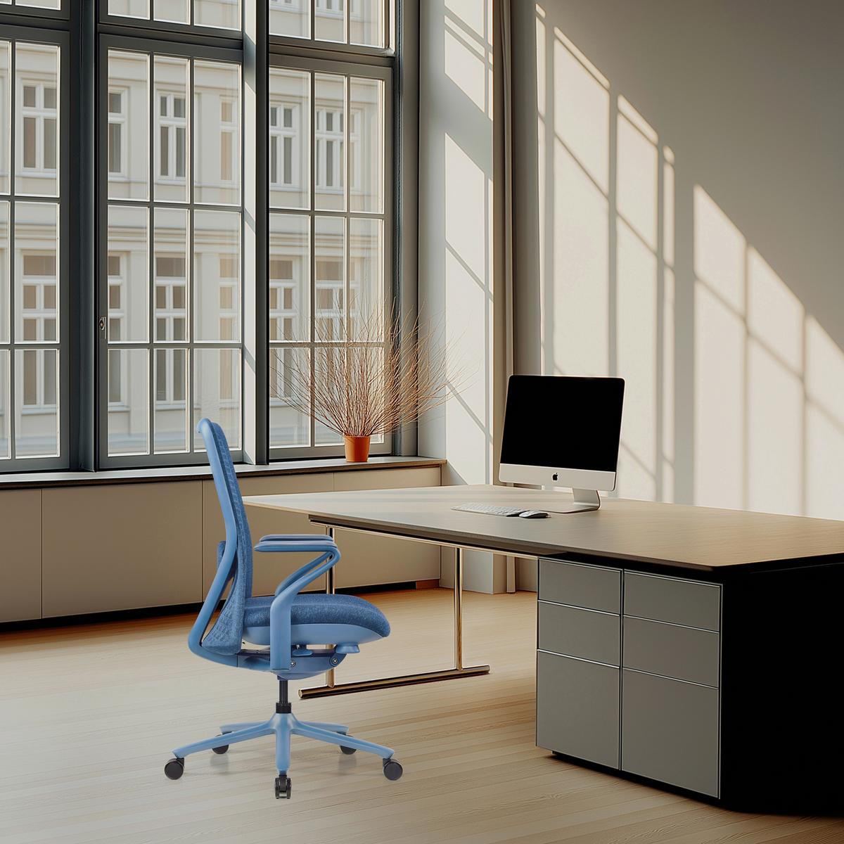 DREHSTUHL Vervio Blau B: 63cm - Blau, MODERN, Kunststoff/Textil (63/111/67cm) - MID.YOU