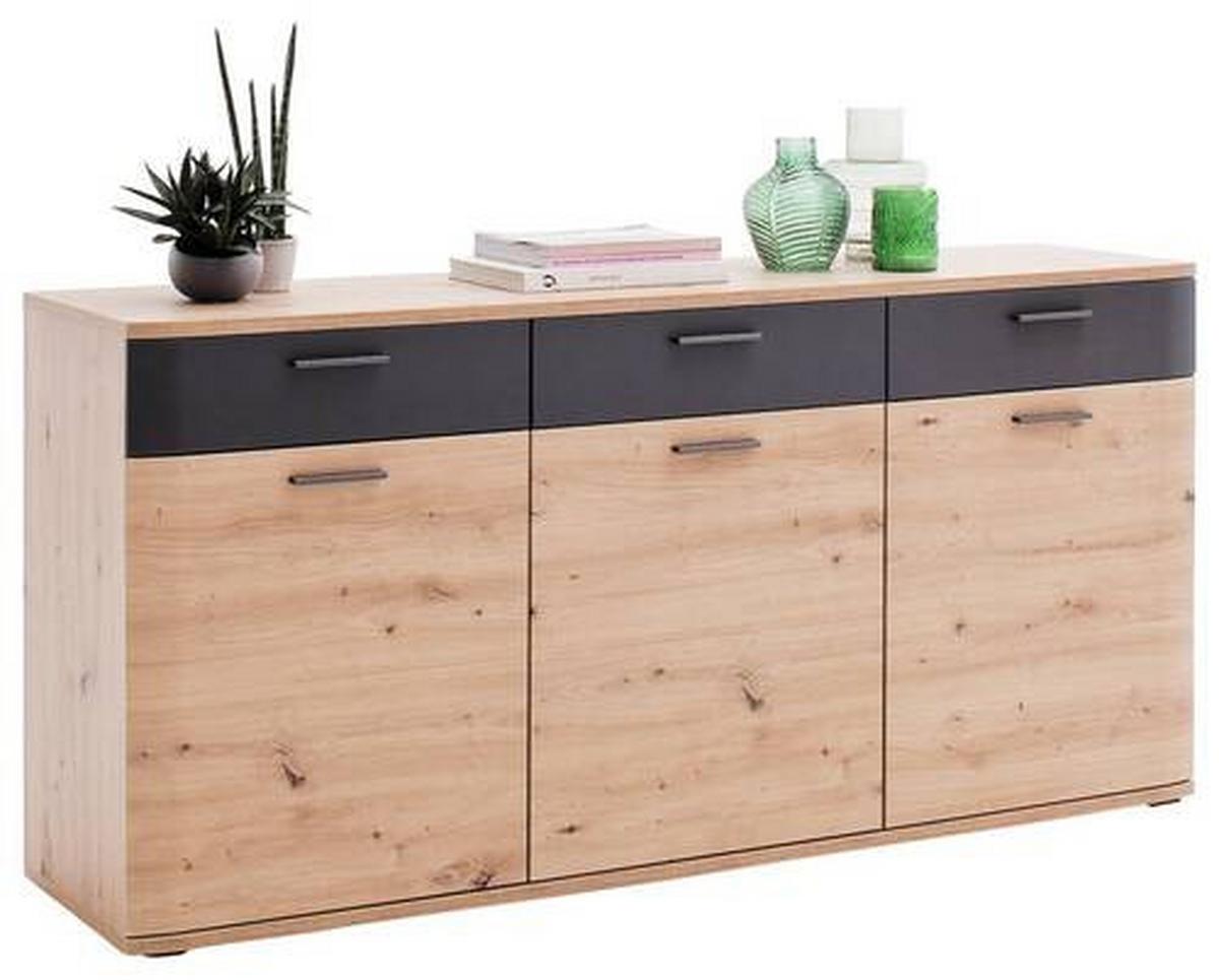 Sideboard B: 180 cm Cortona Anthrazit/Eichefarben - Eichefarben/Anthrazit, Design, Holzwerkstoff (180/85/43cm) - Livetastic