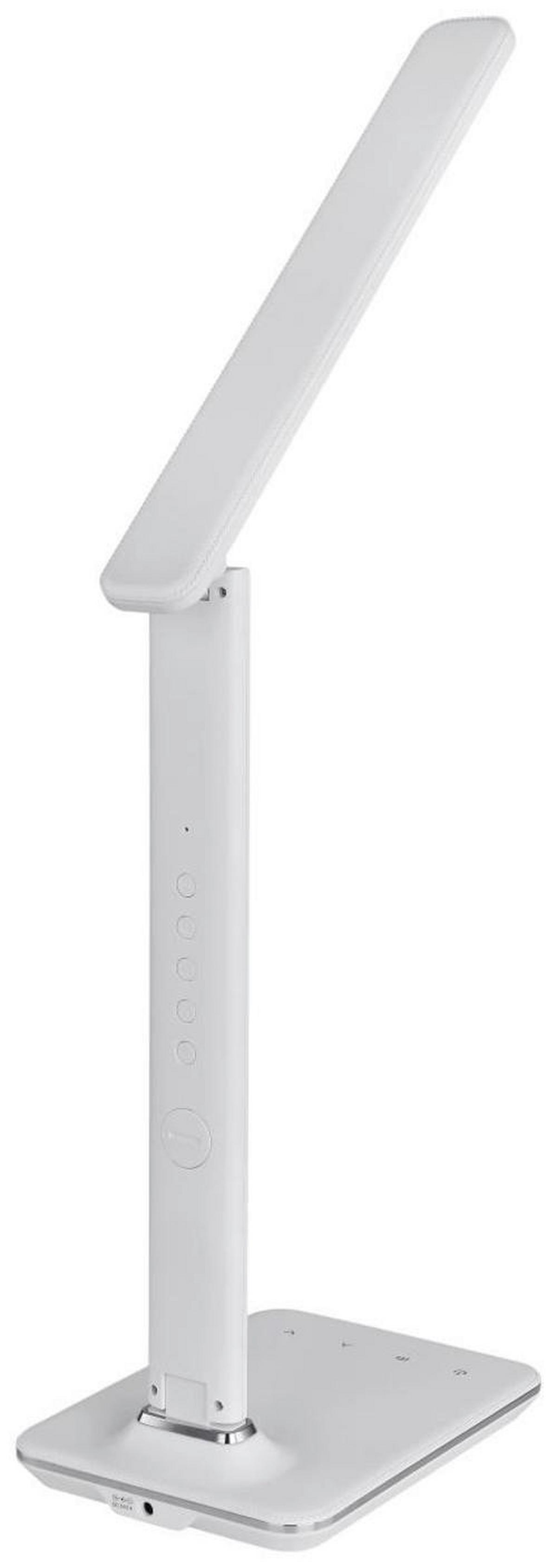 LED-Tischlampe Tanna dimmbar Weiß mit Kalenderfunktion - Chromfarben/Weiß, Basics, Kunststoff (31/14/59,5cm) - Globo