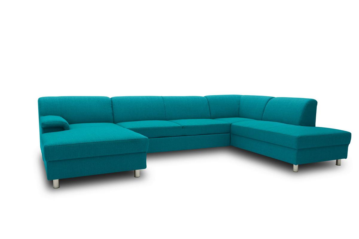 Wohnlandschaft Jamie Petrol - Chromfarben/Petrol, KONVENTIONELL, Textil (150/308/194cm) - MID.YOU