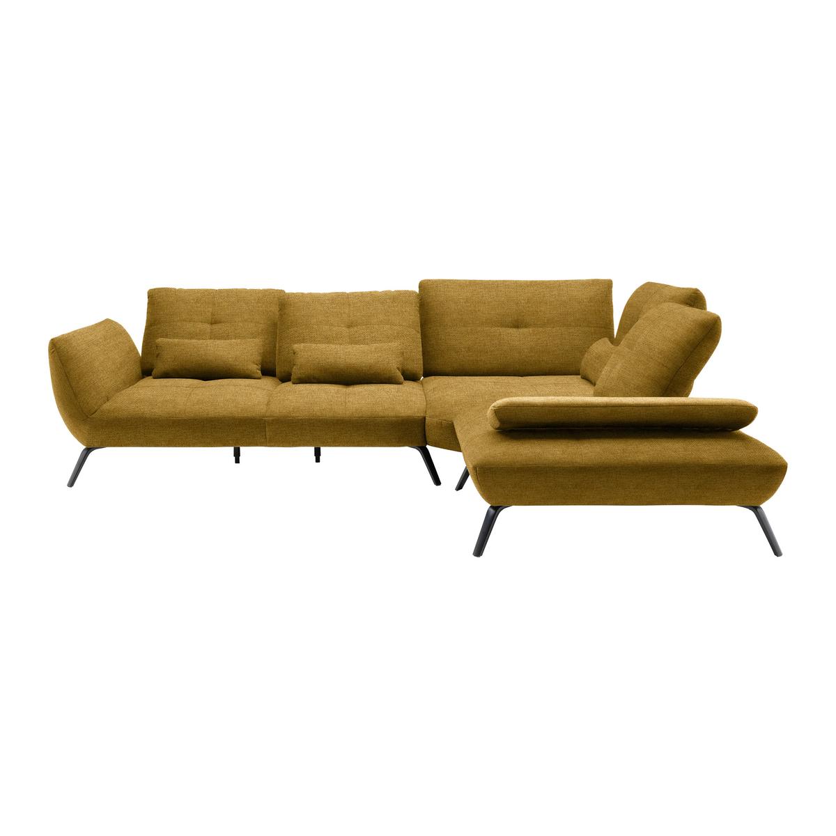 Rohová sedačka TRENDY, pravá, horčicovožltá - horčicovožltá/čierna, Modern, kov/kompozitné drevo (310/93/250cm) - Premium Living