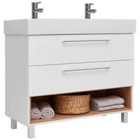 Skrinka pod umývadlo MURA - biela/chrómová, Modern, kov/kompozitné drevo (100/90/46,5cm)