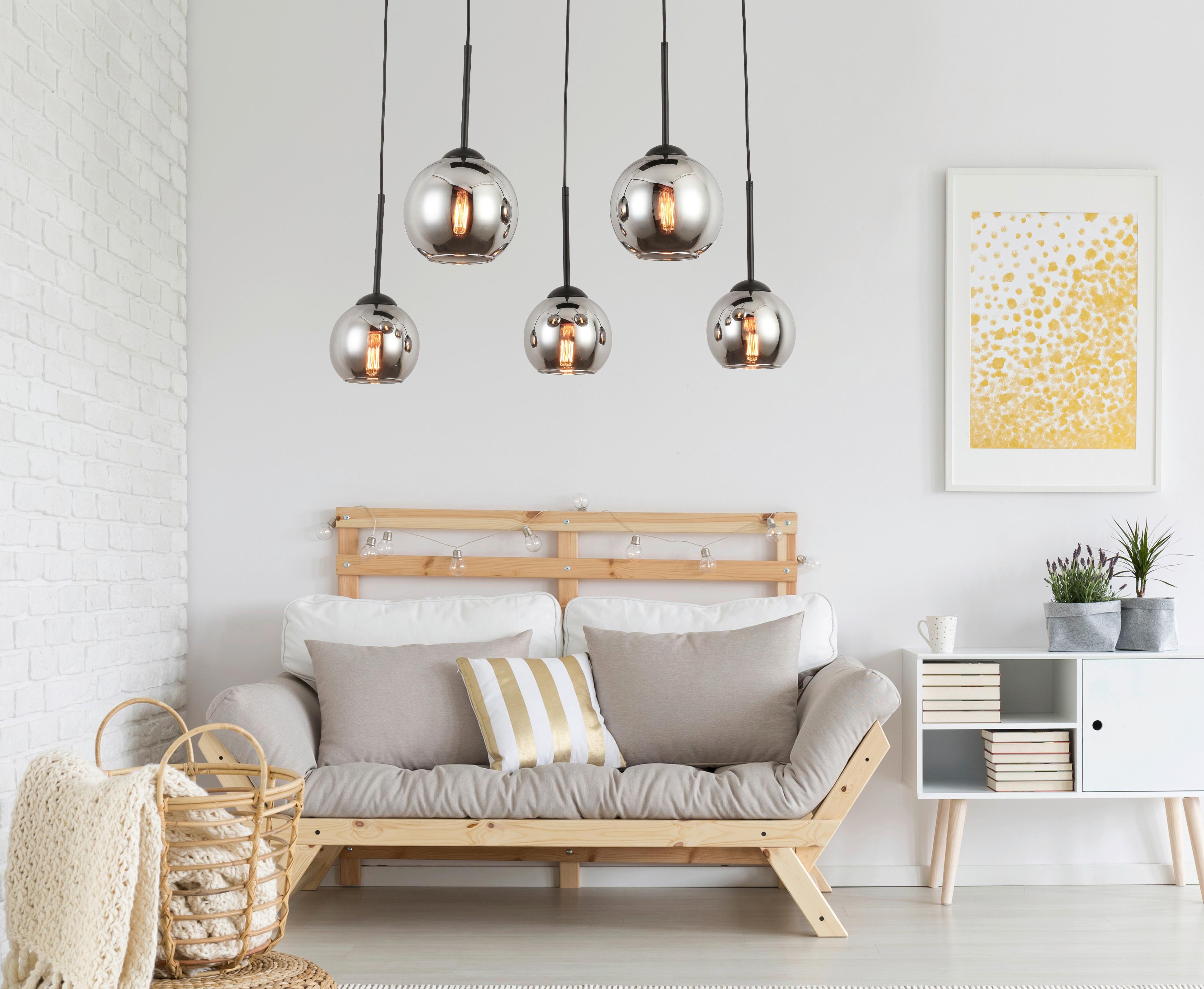 Závěsné svítidlo LUFOO - černá/barvy chromu, Moderní, kov/sklo (75/25/120cm) - Premium Living