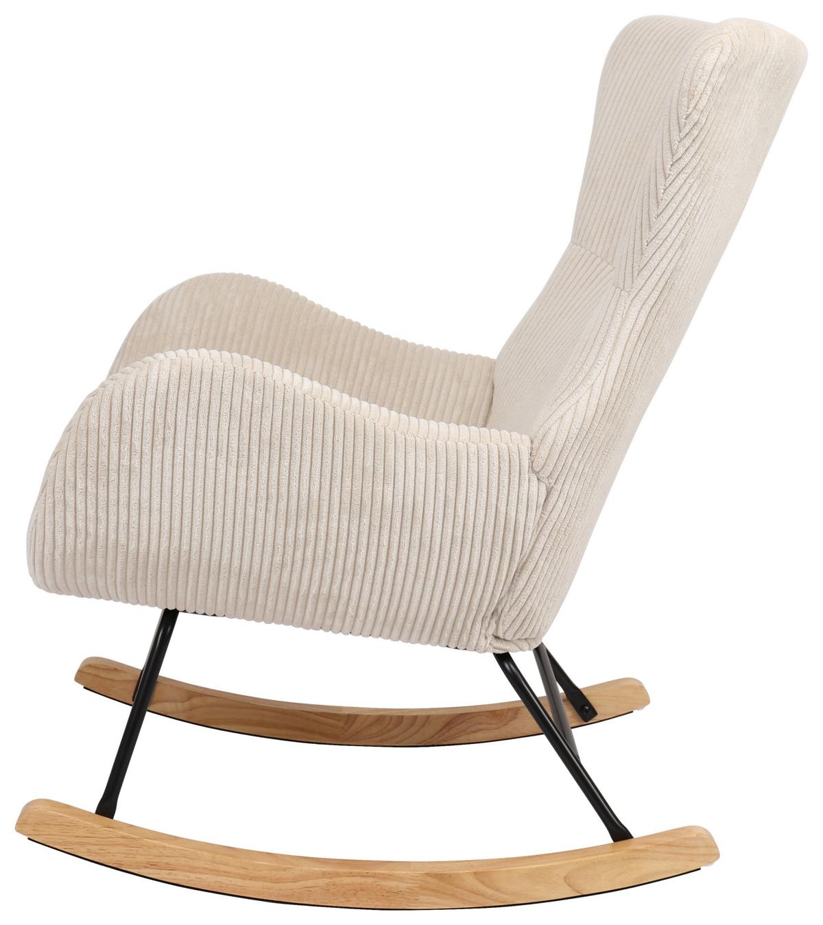 Schaukelstuhl mit Armlehnen Granny Stoffbezug Creme - Creme/Naturfarben, MODERN, Holz/Textil (67/92/85cm)
