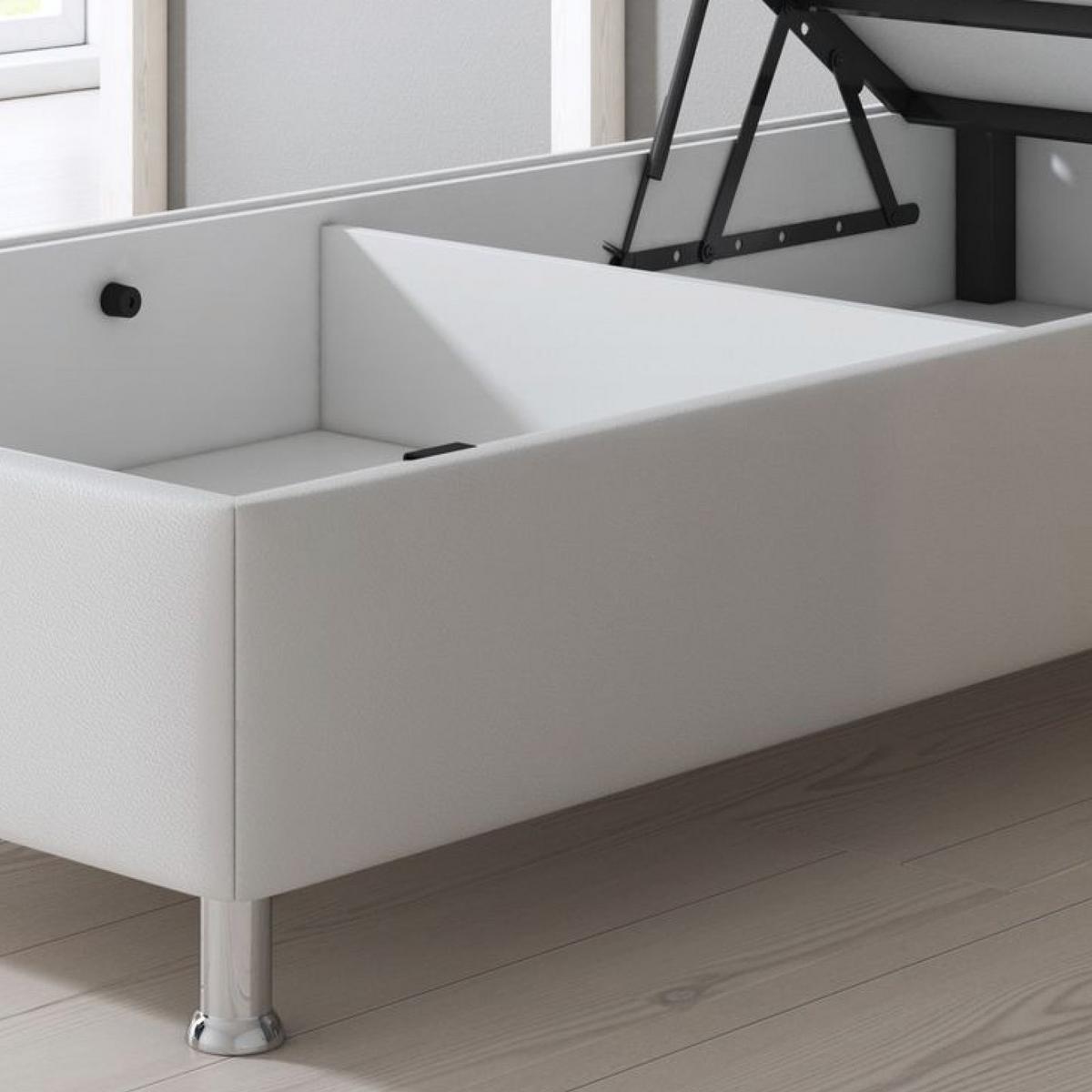 Boxspringbett Mit Topper 90x200 Cm Miami-Bk - Silberfarben/Weiß, KONVENTIONELL, Leder/Textil (90/115/210cm) - MID.YOU