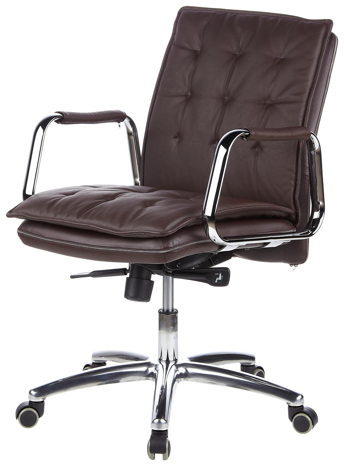 Chefsessel Villa Braun Bis 120 Kg - Silberfarben/Braun, Basics, Leder/Kunststoff (60/109/48cm) - MID.YOU