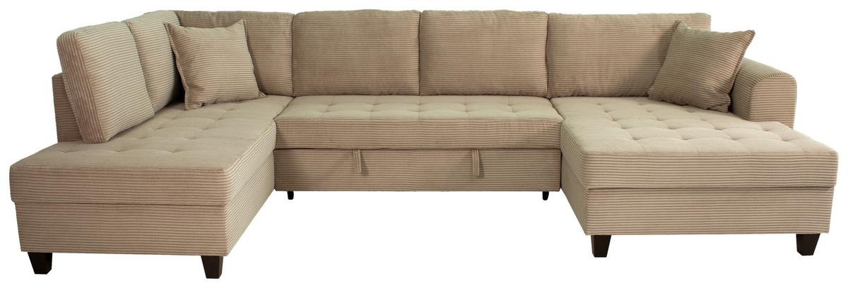 Wohnlandschaft Moritz Graubraun U-Form:178x324x155cm - Graubraun, Trend, Textil (178/324/155cm)