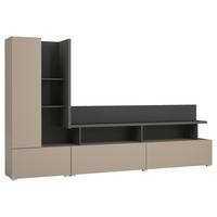 Vitrinkombináció Serio - homokszínű/antracit, Basics, faalapú anyag (270/162/40cm)