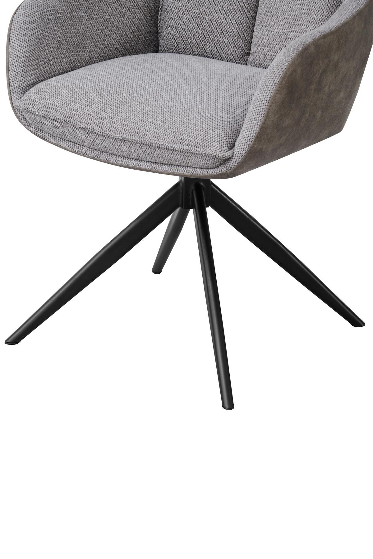 Armlehnstuhl Emilia II Webstoff braun, B: 60cm - Schwarz/Braun, MODERN, Holz/Textil (60/88/65cm)