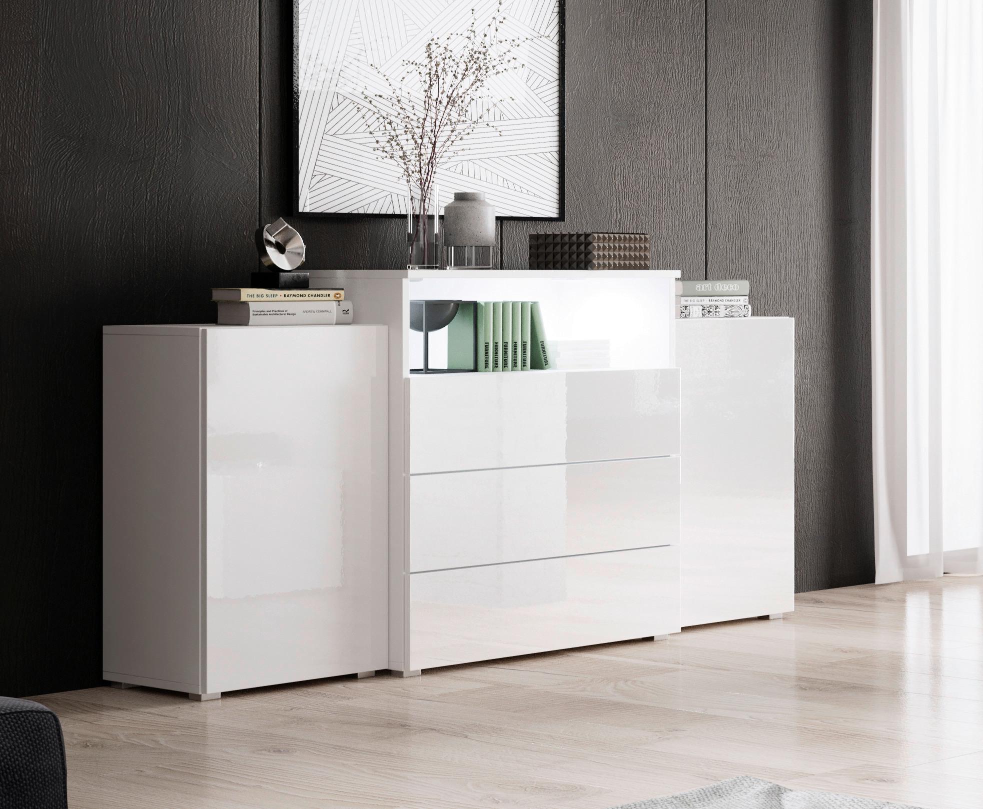 Široká komoda URBANII biela VL - sivá/biela, Lifestyle, kompozitné drevo/plast (150/68,7/32,5cm) - P & B