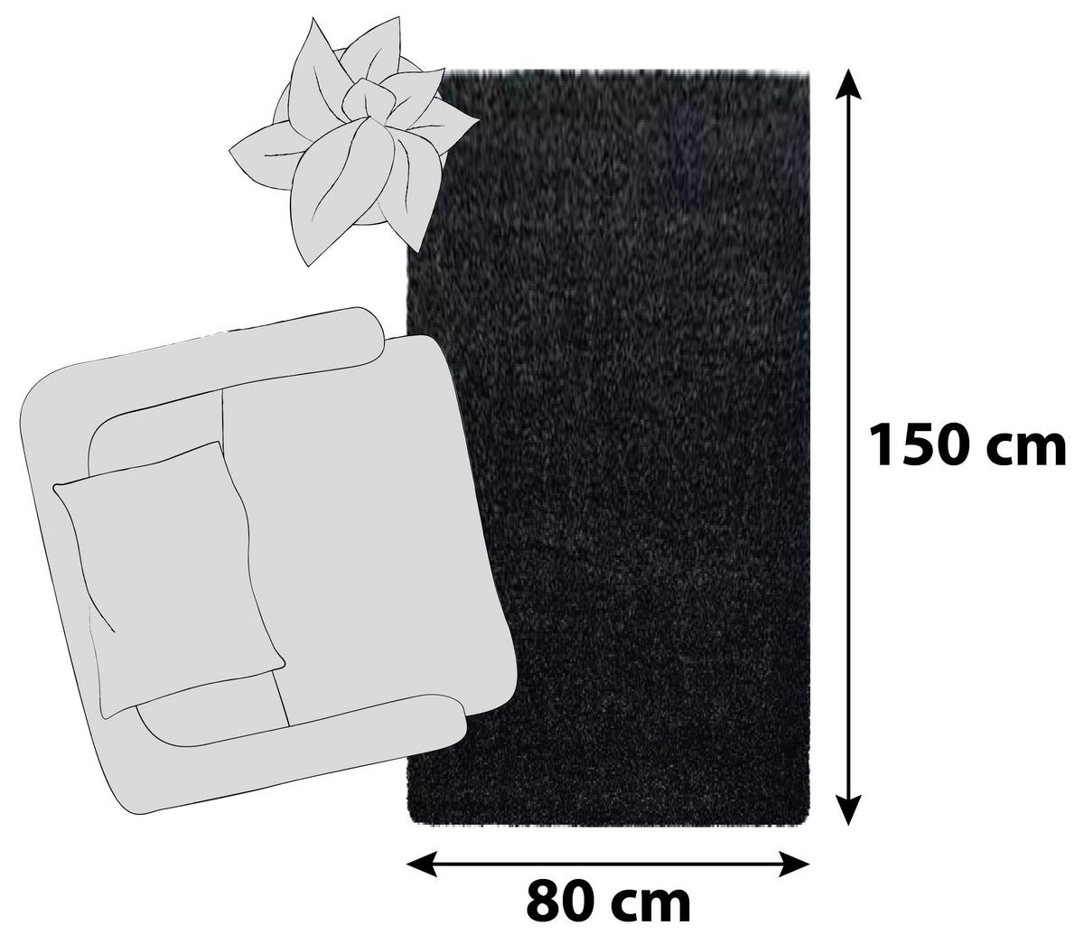 Hochflor Teppich Anthrazit Dream 80x150 cm - Anthrazit, KONVENTIONELL, Textil (80/150cm)