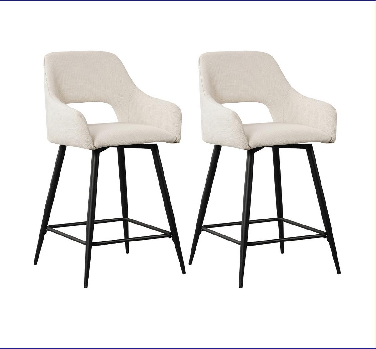 Barhocker-set Amiens Weiß, B: 51,5 Cm - Schwarz/Weiß, MODERN, Textil/Metall (51,5/97/54cm) - MID.YOU