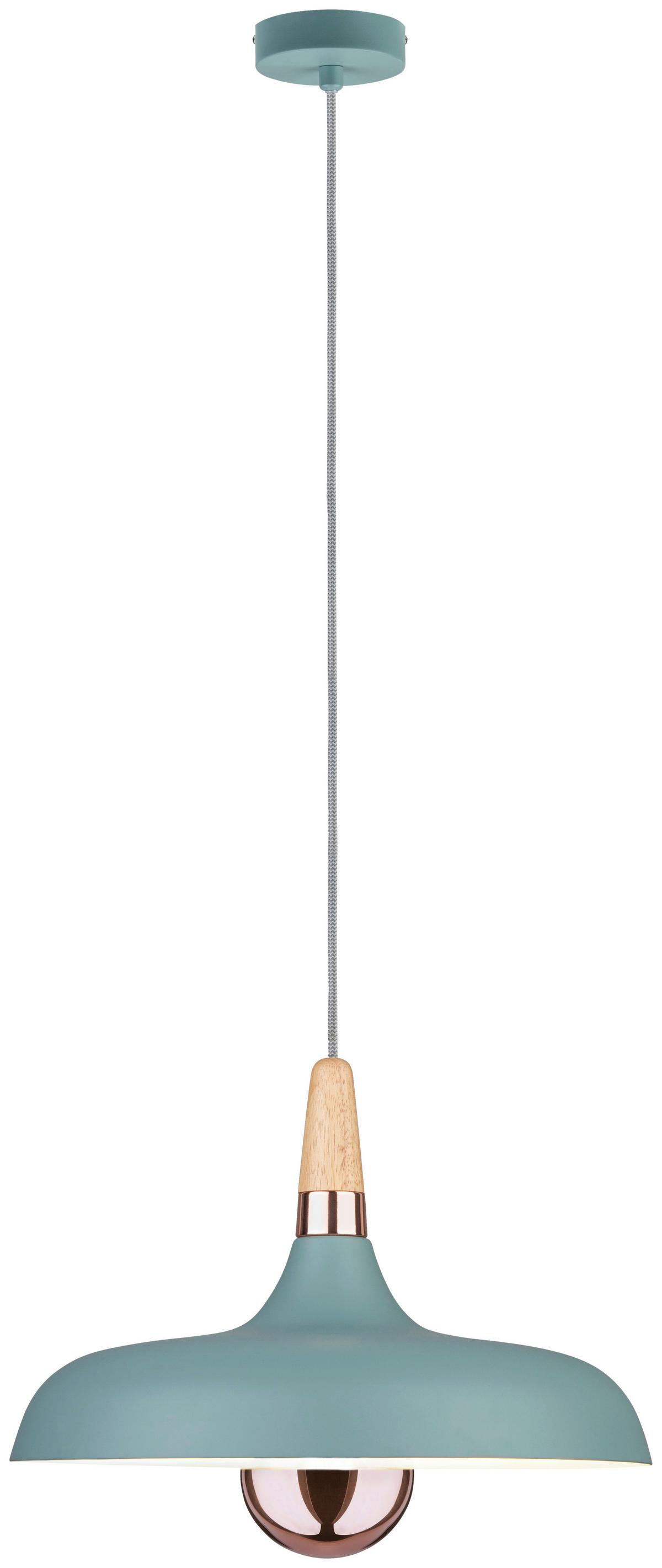 Hängeleuchte Juna H: 145,5 Cm 1-Flammig, Mintgrün, Dimmbar - Mintgrün/Kupferfarben, Design, Holz/Metall (34,2/145,5cm) - Paulmann