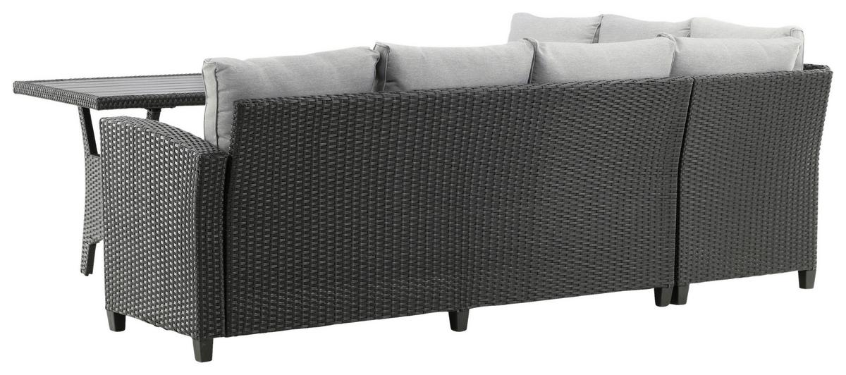 Loungegarnitur 2-tlg Bentwood Kunststoff Mit Kissen - Schwarz, KONVENTIONELL, Kunststoff (173/227cm) - Gardenson