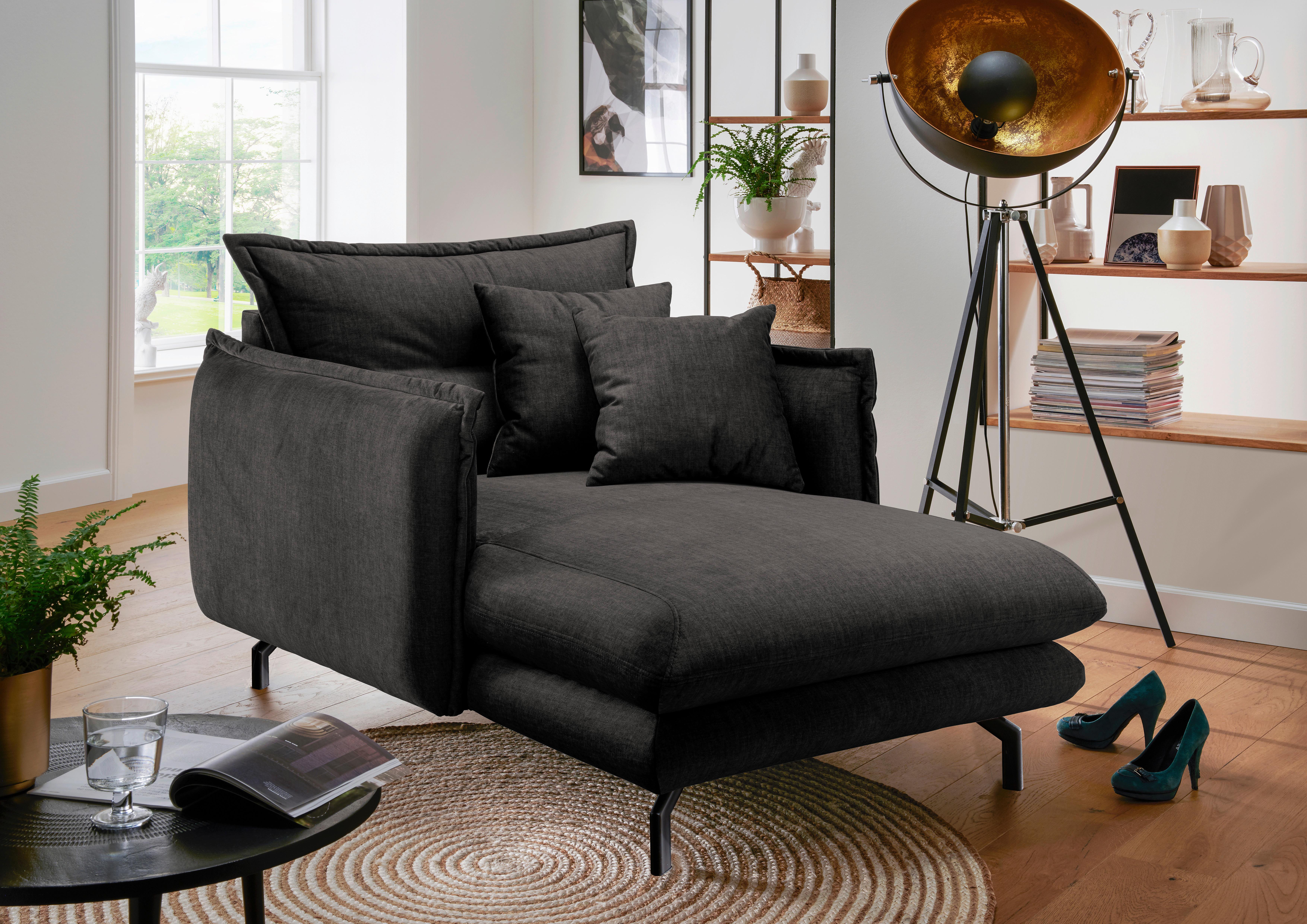 Xxxl-Sessel Lava Anthrazit B: 111 cm - Anthrazit/Schwarz, MODERN, Textil (111/101/167cm) - Livetastic