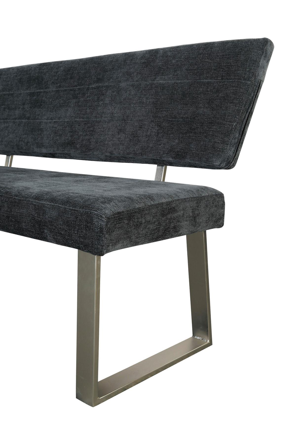 Eckbank Hausvik Dunkelgrau 187x142,5 cm - Dunkelgrau/Nickelfarben, MODERN, Textil/Metall (187/142,5cm) - MID.YOU