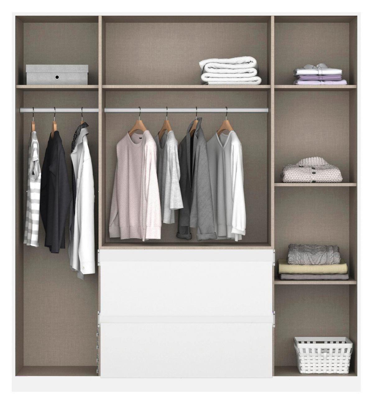 Nidda B: 181 cm Weiß Nidda - Silberfarben/Weiß, Basics, Holzwerkstoff (181/197/54cm) - Rauch Möbel