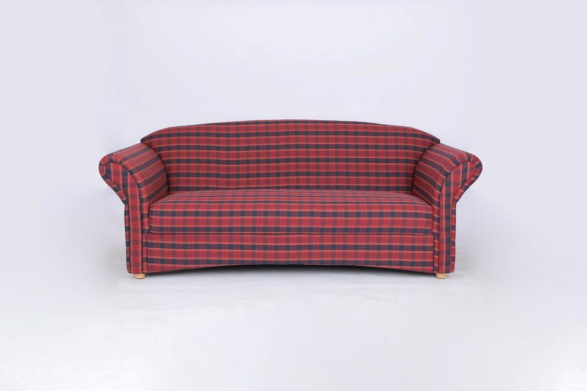 3-Sitzer Loretta ca. 204x83x85 cm, Rot, kariert - Bordeaux, Basics, Holz/Textil (204cm)