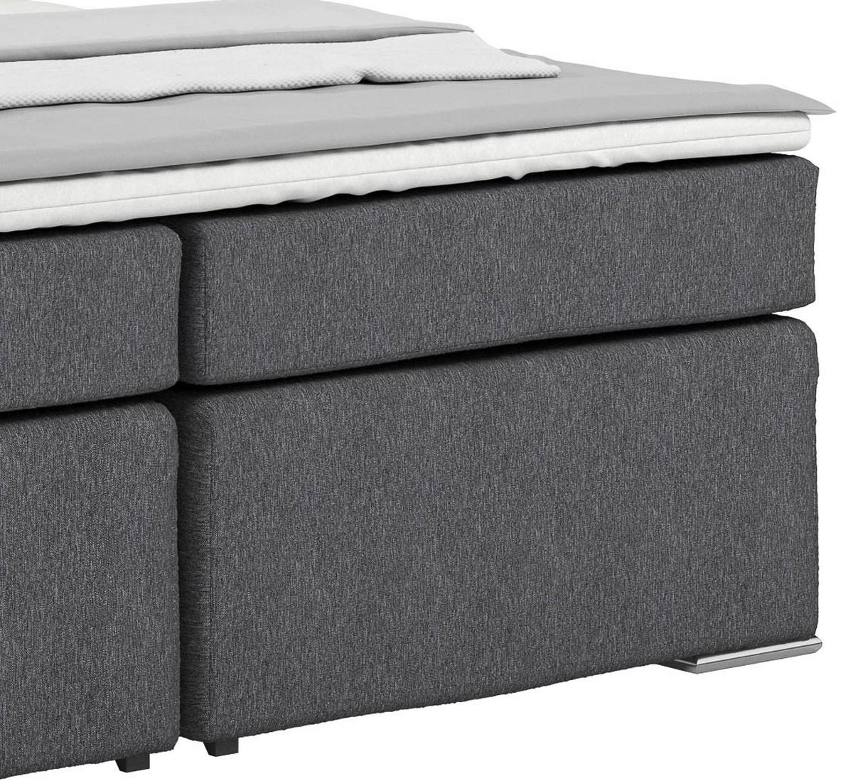 Posteľ Boxspring NERO 180x200 cm, sivá - sivá/chrómová, Konventionell, kov/textil (180/200cm)