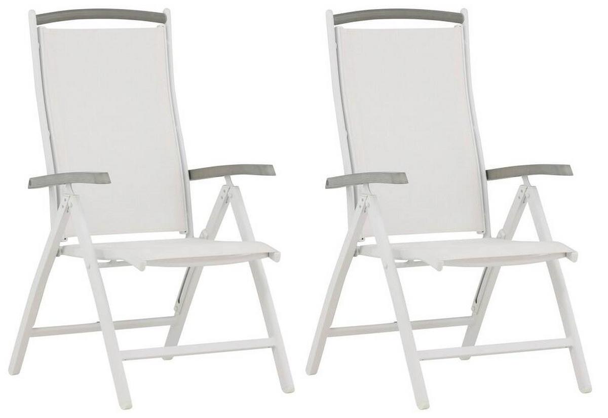 Gartensessel-Set 2-Tlg. Klappbar Albany Metall - Weiß, KONVENTIONELL, Metall (60/110/60cm) - Gardenson