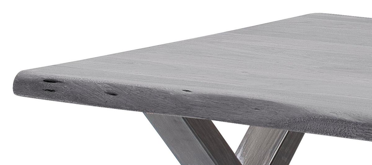 Couchtisch Holz Mit Massiver Tischplatte Cartagena, Akazie - Grau/Nickelfarben, MODERN, Holz/Metall (75/45/75cm)