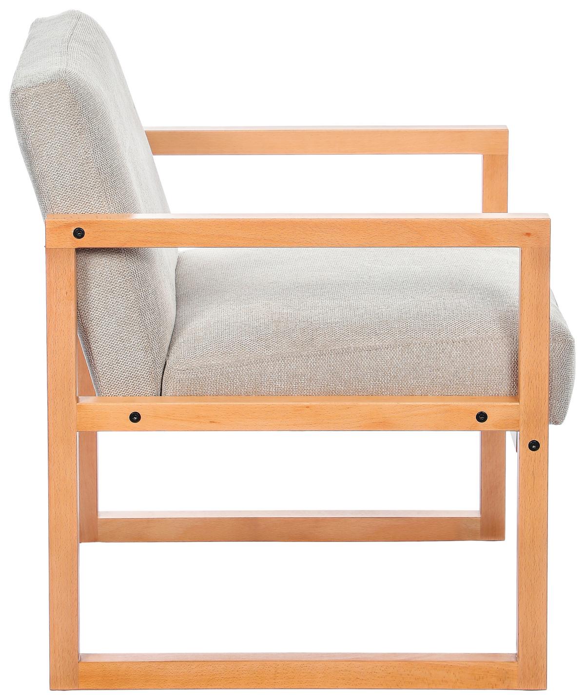 Kreslo MALMÖ, svetlosivá, bukový masív - prírodná farba/svetlosivá, Modern, drevo/textil (65/75/69cm) - Mömax