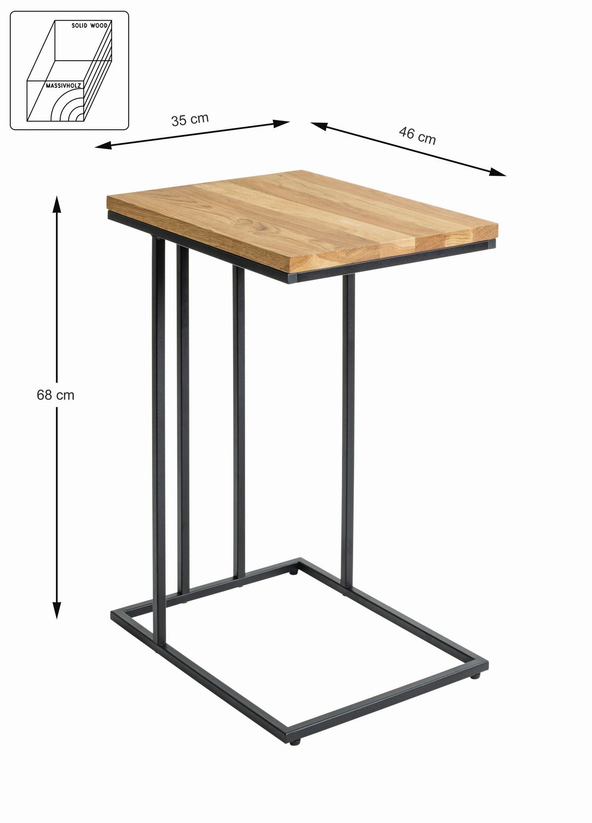 Beistelltisch Rubi 2 Eiche, B: 35 Cm - Eichefarben/Schwarz, Trend, Holz/Metall (35/68/46cm)
