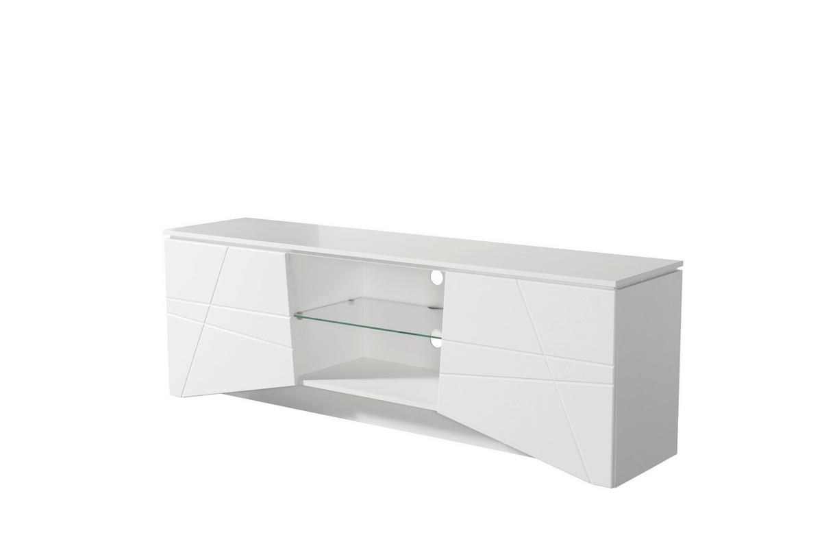 Médiaállvány Cadiz - fehér/magasfényű fehér, Modern, faalapú anyag/üveg (168/57/39,5cm)