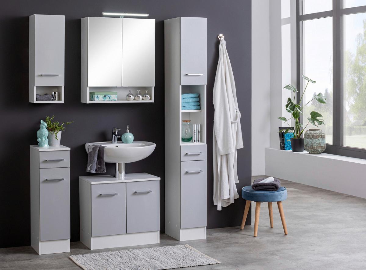 Badezimmer Unterschrank Riga Bxh 25x84 Hellgrau/weiß - Hellgrau/Weiß, MODERN, Holzwerkstoff (25/84/35cm) - Held