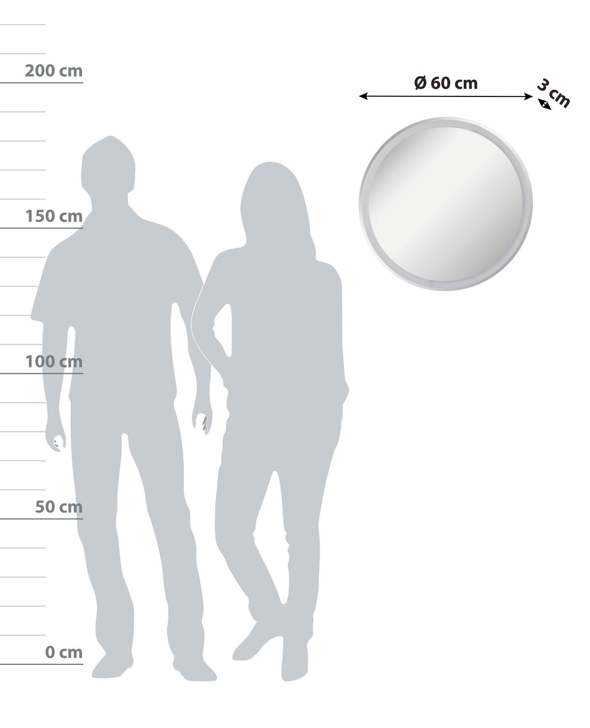 Wandspiegel Mirror Rund 60x60 Cm Ohne Rahmen Mit Led - Basics, Glas (60/60/3cm) - MID.YOU