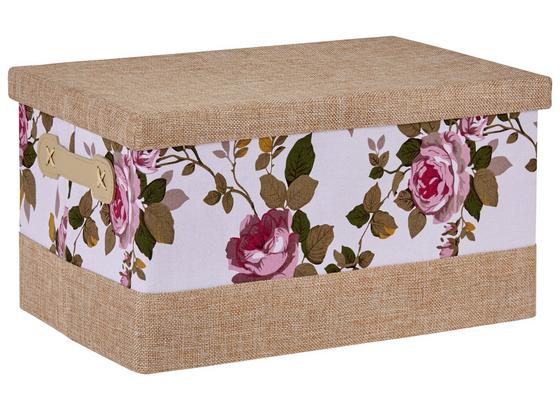 Aufbewahrungsbox Roses - Beige, Karton/Textil (36/23/20cm) Aufbewahrungsbox Roses - Beige, Karton/Textil (36/23/20cm)