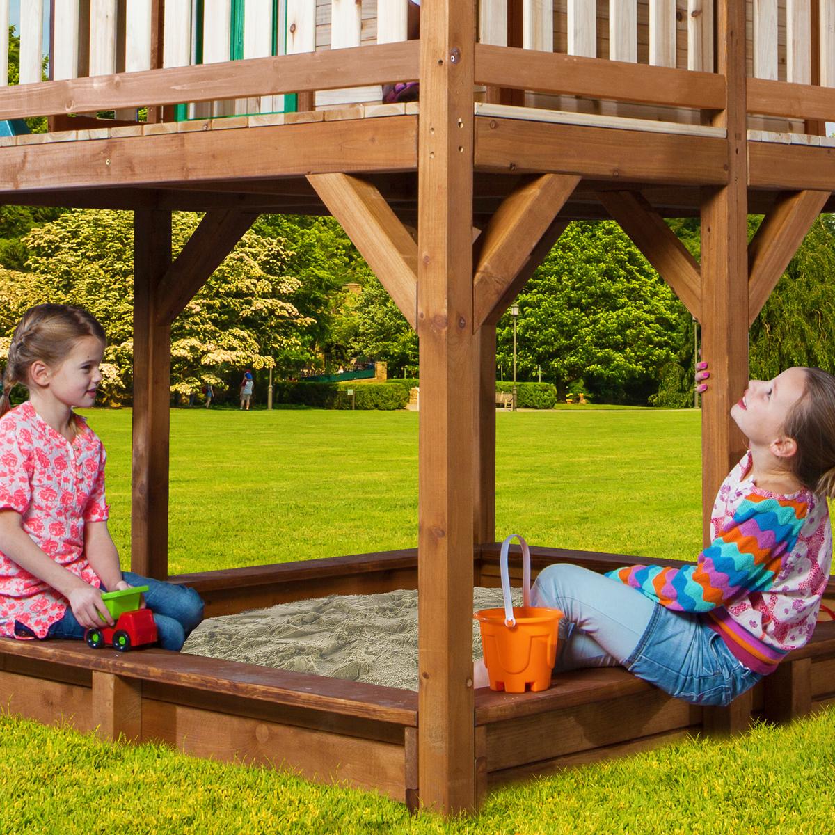 Spielturm A030.152.80 - Braun/Grau, KONVENTIONELL, Holz/Kunststoff (541/291/277cm) - Ambia Garden