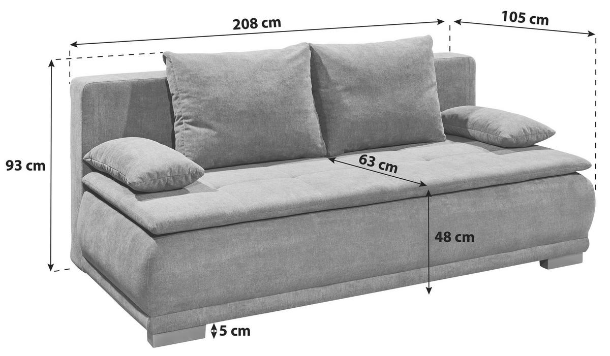 Rozkládací pohovka Luigi tmavě šedá - barvy stříbra/tmavě šedá, Moderní, kompozitní dřevo/textil (208/93/105cm) - MID.YOU