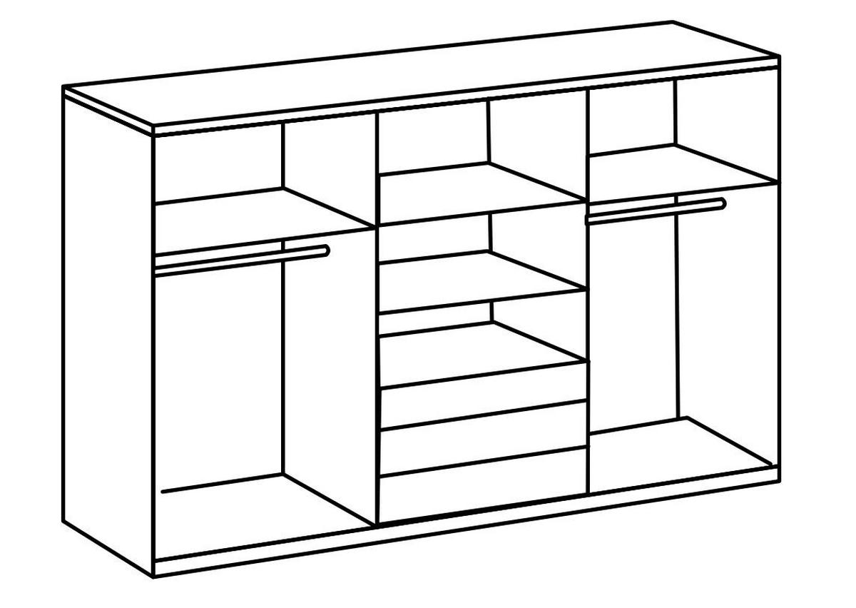 Schwebetürenschränke Mit Laden 300 Cm Magic, Weiß/eiche Dekor - Eichefarben/Weiß, MODERN, Holzwerkstoff (300/216/65cm) - MID.YOU