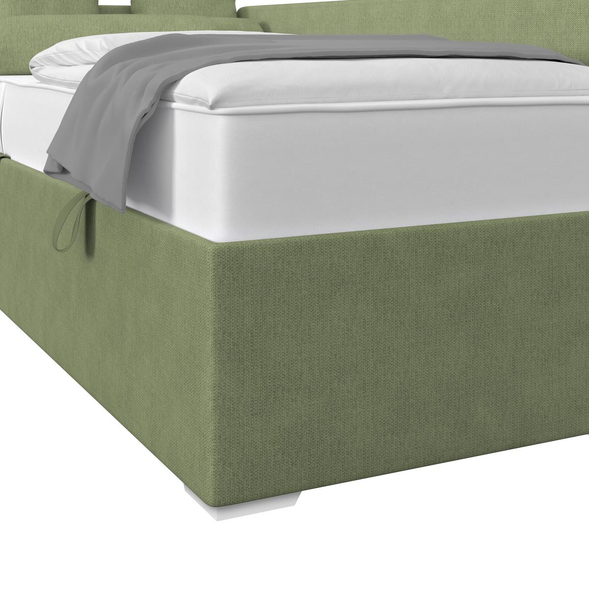 Kárpitozott Ágy Remi 90/200cm - ezüstszínű/zöld, Modern, textil/fa (90/200cm)