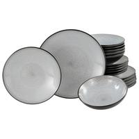 Tafelservice Malmö Schwarz/Grauweiß 18--Teilig - Grauweiß/Schwarz, Basics, Keramik - Creatable