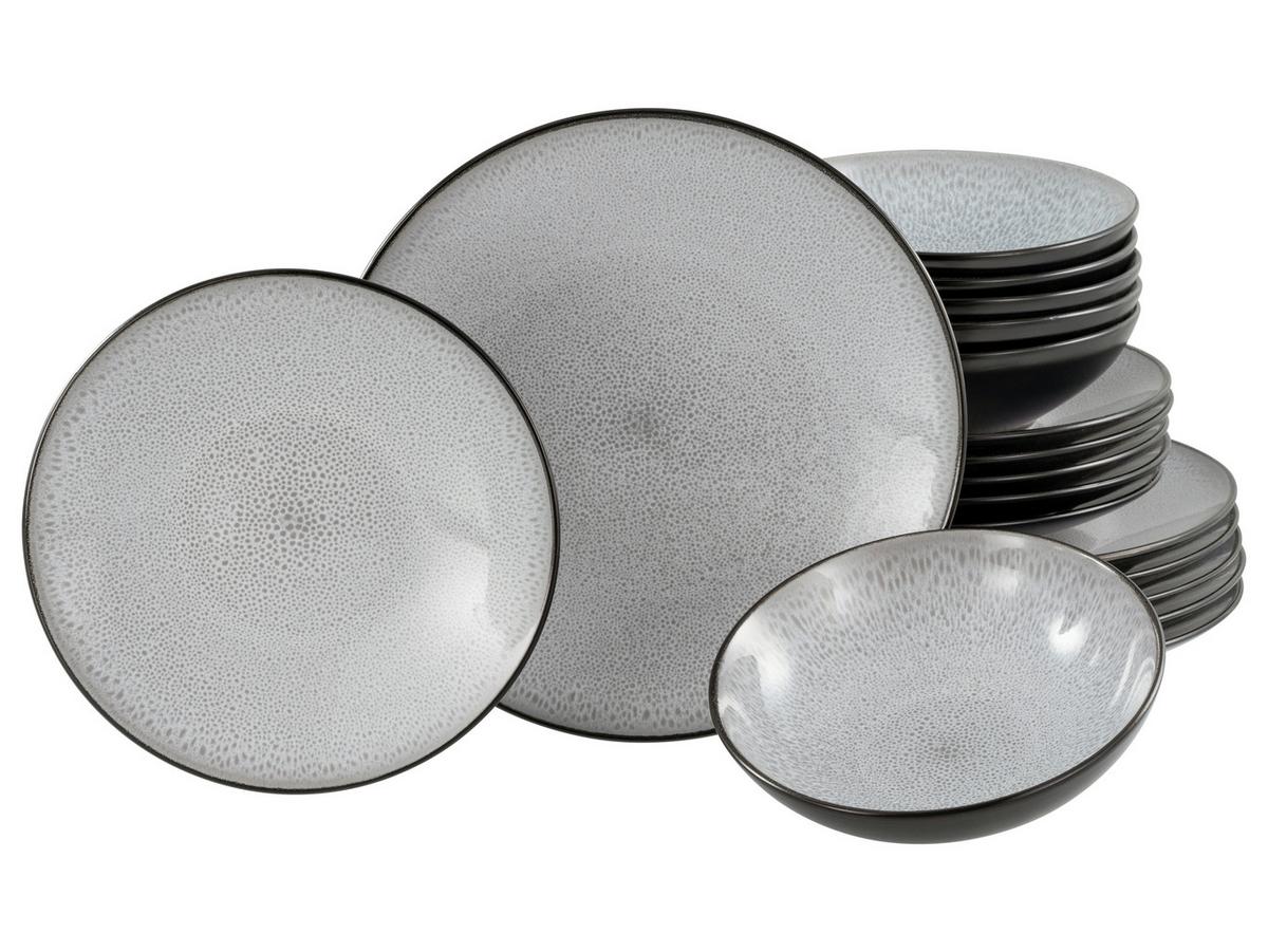 Tafelservice Malmö Schwarz/Grauweiß 18--Teilig - Grauweiß/Schwarz, Basics, Keramik - Creatable