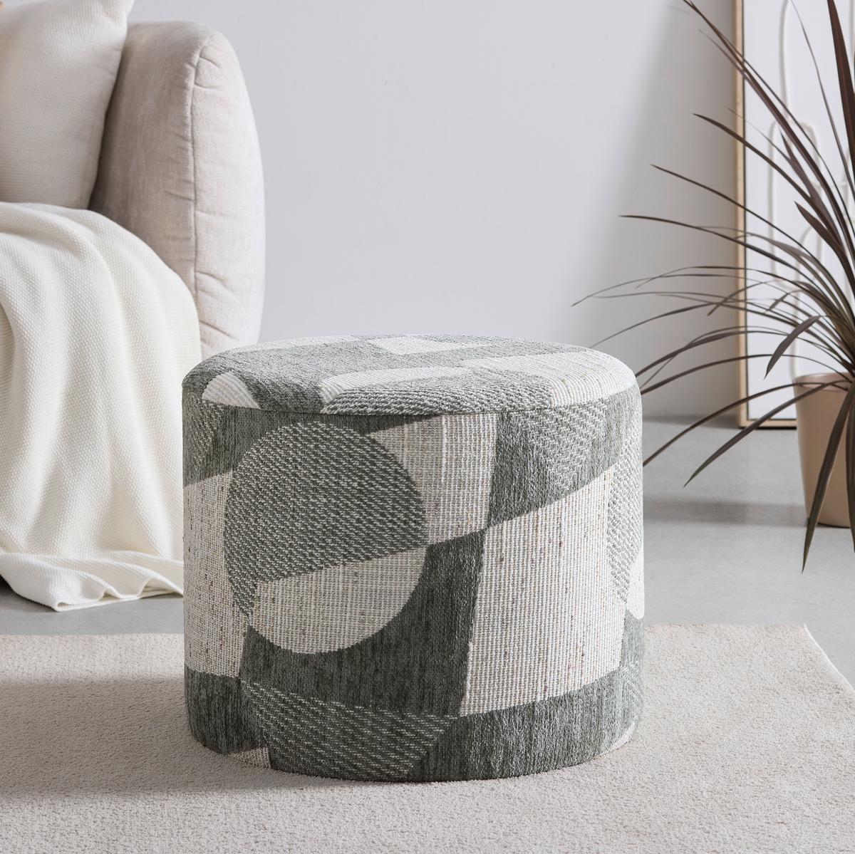 Taburetka MARLON, sivozelený žakár - biela/sivozelená, Lifestyle, kompozitné drevo/textil (50/40cm) - Premium Living