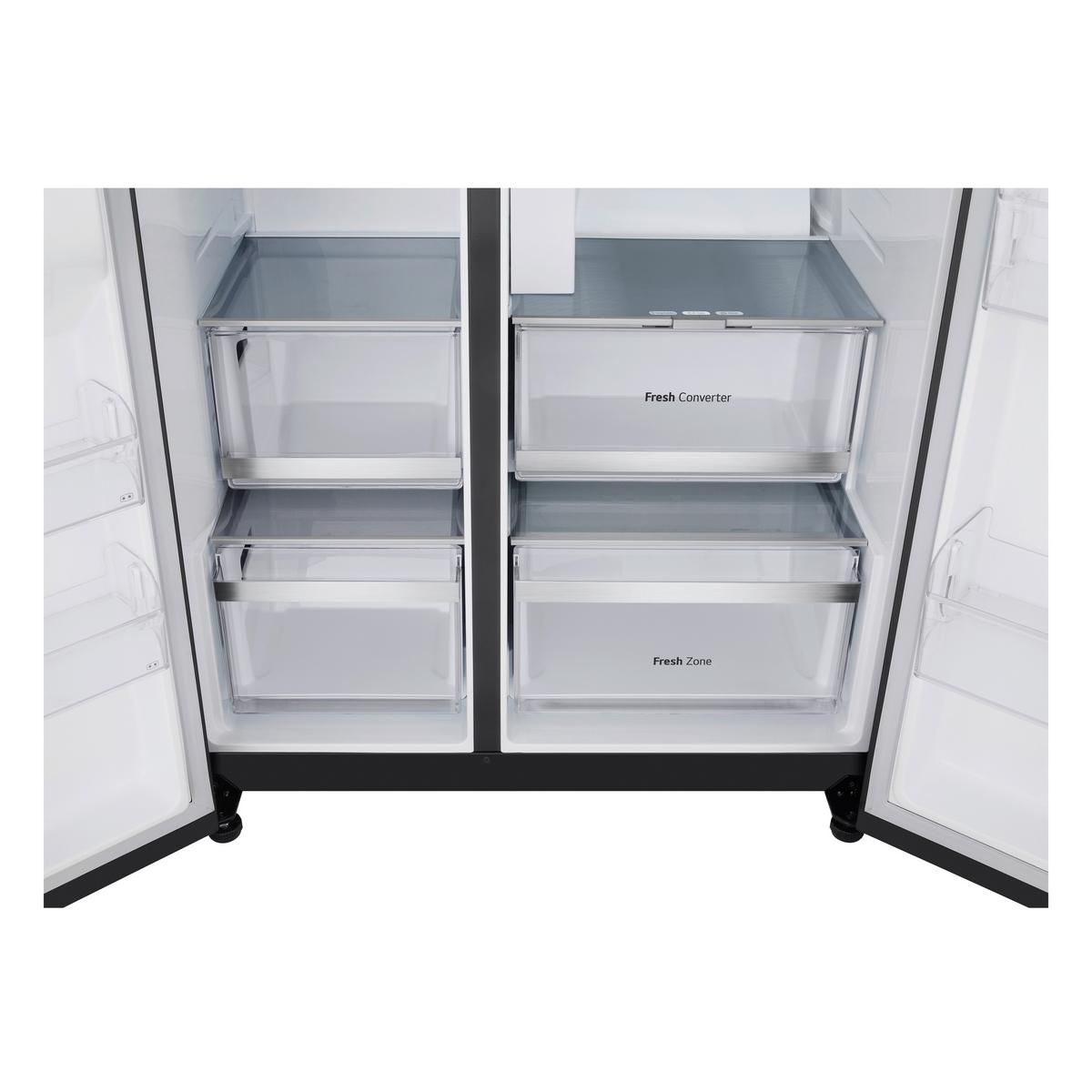 Kühl-Gefrier-Kombination LG Gsxe90evdd - Schwarz, Basics, Glas/Kunststoff (91.3/179/73.5cm)