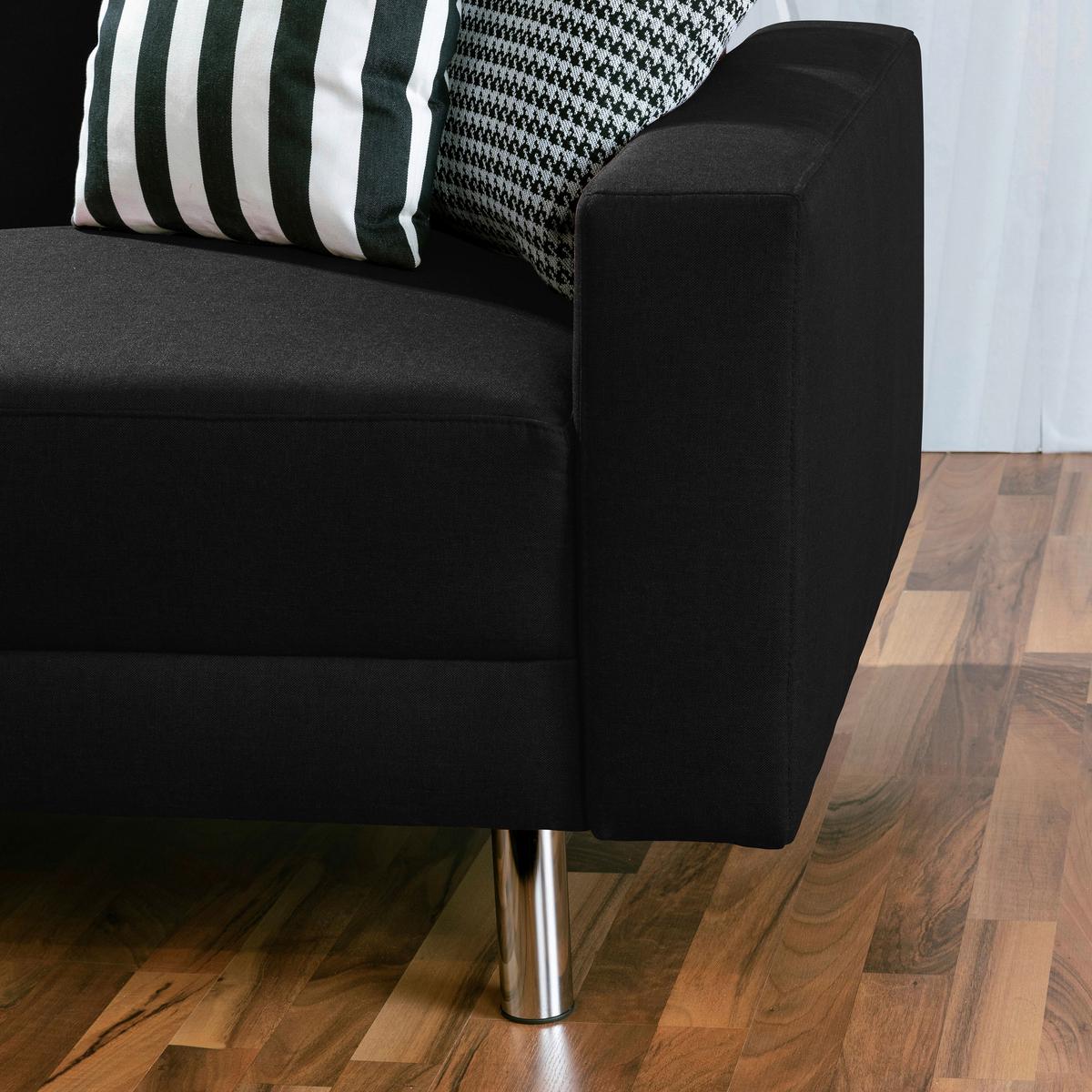 Ecksofa mit Schlaffunktion Just Fashion Schwarz - Chromfarben/Schwarz, KONVENTIONELL, Textil (152/230cm) - Max Winzer
