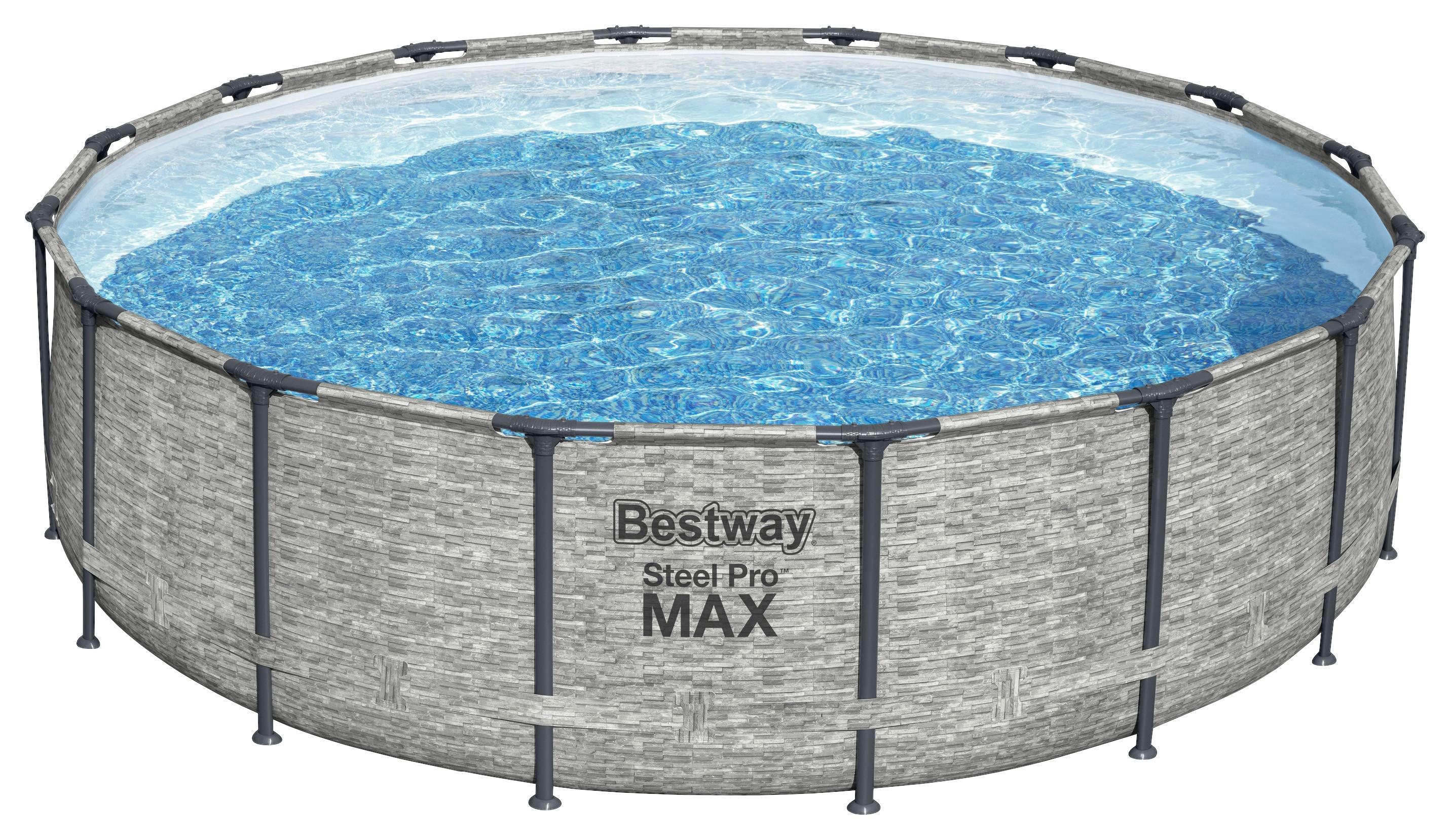 Pool-Set Alma - Blau/Grau, Basics, Kunststoff/Metall (488/122cm) - Bestway