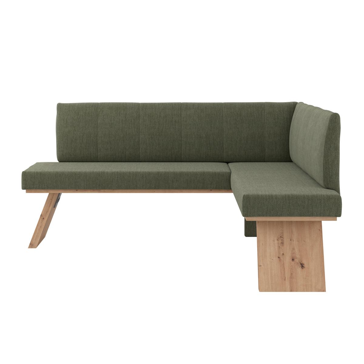 Eckbank Emma Ii Webstoff Grün, B: 160 Cm - Eichefarben/Grün, KONVENTIONELL, Holzwerkstoff/Textil (160/140cm)