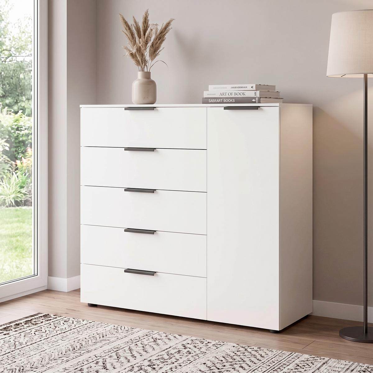 Kommode Flipp Weiß/Graphitfarben B: 120 cm - Schwarz/Graphitfarben, MODERN, Holzwerkstoff (120/100/42cm) - Rauch Möbel