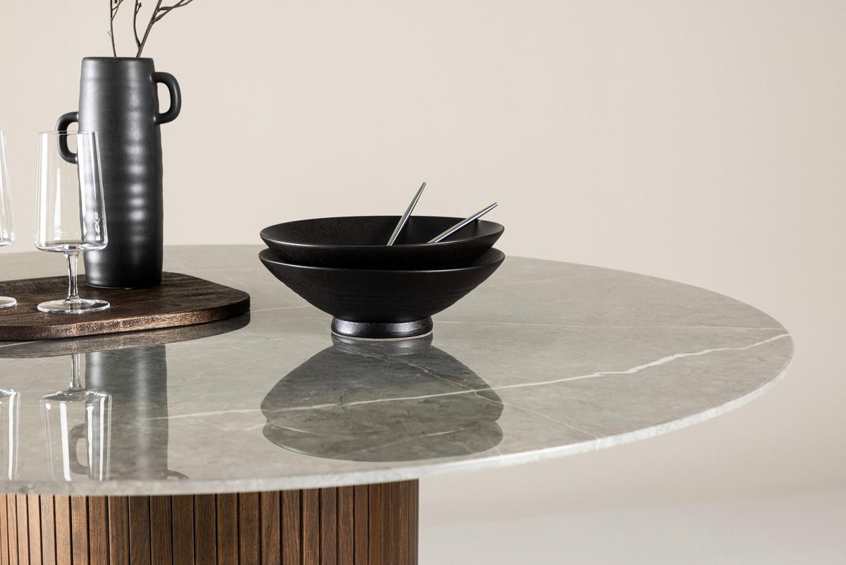 Esstisch Härön - Dunkelgrau/Braun, Design, Glas/Holz (120/120/74cm) - Livetastic