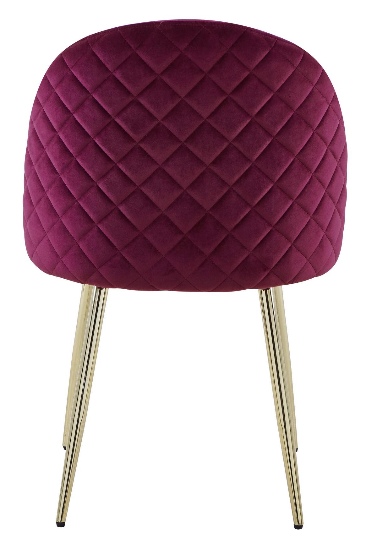 Polsterstuhl Artdeco Bordeaux, Beine Gold - Bordeaux/Goldfarben, MODERN, Textil/Metall (51/79/58cm) - MID.YOU