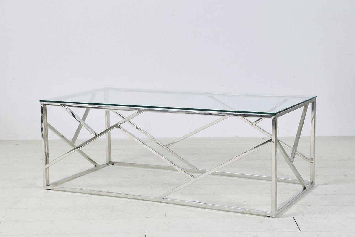 Couchtisch Silberfarben L: 120 Cm - Klar/Silberfarben, Design, Glas/Metall (120/60/45cm) - Livetastic