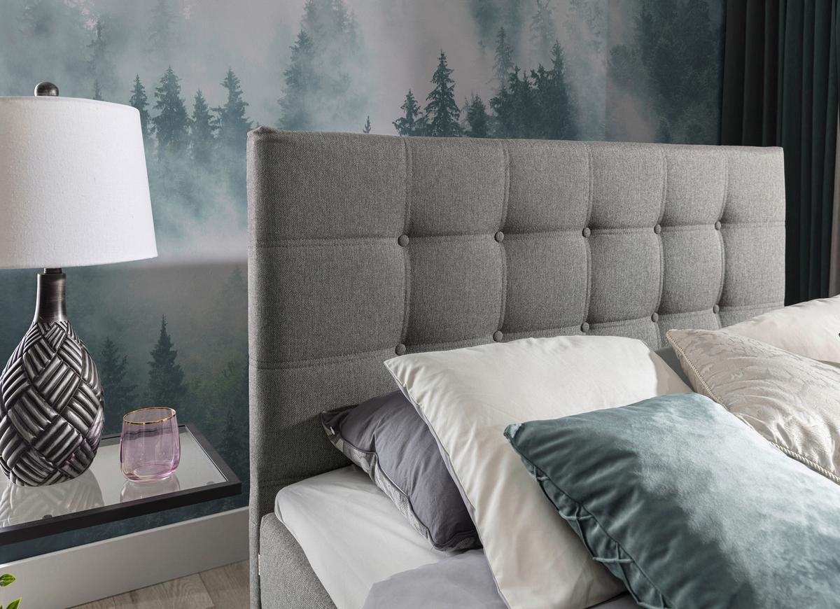 Boxspringbett 160x200 Inez Hellgrau - Silberfarben/Hellgrau, MODERN, Textil (160/200cm) - MID.YOU